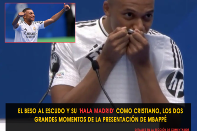 El beso al escudo y su ‘hala Madrid’ como Cristiano, los dos grandes momentos de la presentación de Mbappé