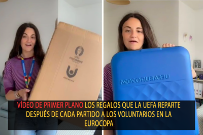 vídeo de primer plano los regalos que la UEFA reparte después de cada partido a los voluntarios en la Eurocopa