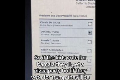 A slice of pizza for a vote for Kamala? My God, they’re indoctrinating our kids with Bolshevik ideology right in our schools. Watch as a student dares to call out their teacher!